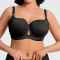sexy plus size slight stretch solid color gather padded bras_Black