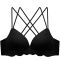 sexy slight stretch 5 colors solid color cross padded bras(size run small)_Black
