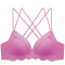 sexy slight stretch 5 colors solid color cross padded bras(size run small)_Black_Magenta