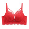 sexy slight stretch 5 colors lace gather padded bras(asia size)_Black_Red