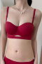 sexy slight stretch 6 colors glossy solid color padded bras(asia size)_Black_Red