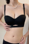 sexy slight stretch 6 colors glossy solid color padded bras(asia size)_Black