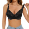 sexy high stretch 3-color gather traceless with padded underwire lace bras_Black