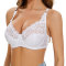 sexy high stretch 3-color gather traceless with padded underwire lace bras_Black_White