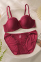 sexy slight stretch 5 colors embroidery decor padded bras sets_Black_Pink_Red
