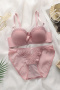 sexy slight stretch 5 colors embroidery decor padded bras sets_Black_Pink