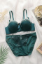 sexy slight stretch 5 colors embroidery decor padded bras sets_Black_Pink_Red_Dark Green