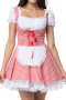 new patchwork contrast lattice printing 4-color lace cosplay maid costumes_Black_Red