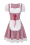 new patchwork contrast lattice printing 4-color lace cosplay maid costumes_Black_Red_Rose Red