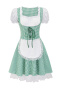 new patchwork contrast lattice printing 4-color lace cosplay maid costumes_Black_Red_Rose Red_Green