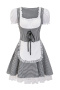 new patchwork contrast lattice printing 4-color lace cosplay maid costumes_Black