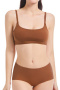 sexy slight stretch 3 colors solid color padded bras sets_Black_Brown