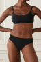 sexy slight stretch 3 colors solid color padded bras sets_Black