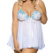 sexy plus size slight stretch embroidery decor babydoll(asia size,with thong)_White