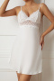 sexy non-stretch sling backless satin lace patchwork mini dress sleepwear_Black_White