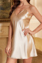 sexy non-stretch sling v-neck imitation silk mini dress sleepwear_Red_Champagne