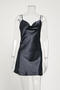 sexy non-stretch sling imitation silk backless butterfly mini dress sleepwear_Black