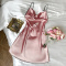 sexy non-stretch sling imitation silk backless butterfly mini dress sleepwear_Black_Pink
