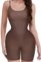 stylish plus size high stretch 3 colors seamless sling skinny playsuit shapewear_Black_Brown