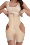 sexy plus size high stretch hollow zip-up control tummy sling shorts(no vest)_Black_Beige