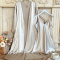 sexy non-stretch solid color imitation silk sling dress robe set with belt_Red_Champagne