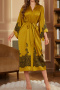 non-stretch 3 colors imitation silk with belt contrast color nightgown_Pink_Beige_Gold