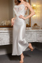 non-stretch imitation silk heart lace sling sleepwear(size run small)_Black_White