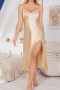 non-stretch imitation silk lace trim v-neck sleepwear(size run small)_Rose Red_Champagne