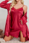 plus size non-stretch lace trim with nightgown sleepwear(size run small)_White_Rose Red
