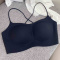 sexy slight stretch 4 colors solid color shirring padded bras(size run small)_Black
