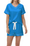 plus size non-stretch 4 colors v-neck contrast color sleepwear_Black_Pink_Blue