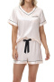 plus size non-stretch 4 colors v-neck contrast color sleepwear_Black_Pink_Blue_Beige
