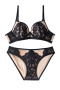 sexy slight stretch stitching lace with underwire padded bras sets_Black