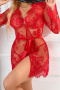 sexy plus size stretch see-through lace sleepwear(with belt&thong,aisa size)_Black_Red