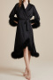 non-stretch 3 colors feather edge decor with belt nightgown(size run small)_Black