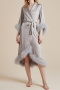 non-stretch 3 colors feather edge decor with belt nightgown(size run small)_Black_Gray