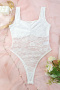 sexy plus size slight stretch 8 colors see-through lace teddy collection_Black_White