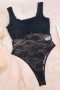 sexy plus size slight stretch 8 colors see-through lace teddy collection_Black