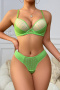 sexy slight stretch mesh stitching 4 colors underwire gathered bra & panty set_Black_White_Light Green