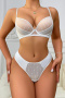 sexy slight stretch mesh stitching 4 colors underwire gathered bra & panty set_Black_White