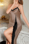 sexy non-stretch 4 colors stitching lace sling slit sleepwear(size run small)_Black_White_Rose Red_Brown