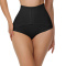 new plus size stretch solid color high waist tummy control shapewear briefs_Black