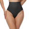new plus size stretch solid high waist tummy control no trace shapewear thongs_Black