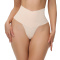 new plus size stretch high waist breathable no trace shapewear thongs_Black_Beige