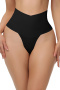 new plus size stretch high waist breathable no trace shapewear thongs_Black
