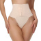 new plus size stretch high waist tummy control no trace tight shapewear thongs_Black_Beige