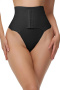 new plus size stretch high waist tummy control no trace tight shapewear thongs_Black