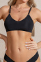 sexy slight stretch solid color traceless breathable unpadded bras_Black