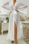 sexy non-stretch see-through mesh sequins robe with belt sleepwear_Black_White