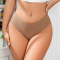sexy high stretch solid color no trace thin low waist breathable briefs_Khaki 